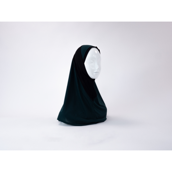 Hijab lycra  1 piece bicolor vert/noir